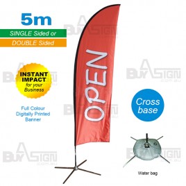 5M High Feather Flags with cross base